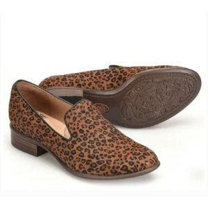 Sofft Severn Womens 6 37 Calf Hair Leopard Print Loafers Shoes Brown Black NEW